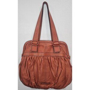 Cole Haan Boho Shoulder Bag Satchel Burnt Orange Soft Peppled Leather